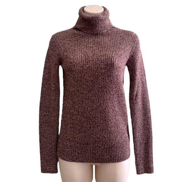 𝅺THEORY 100% Wool Turtleneck Ribbed Woven Long Sleeve Sweater - Picture 1 of 7